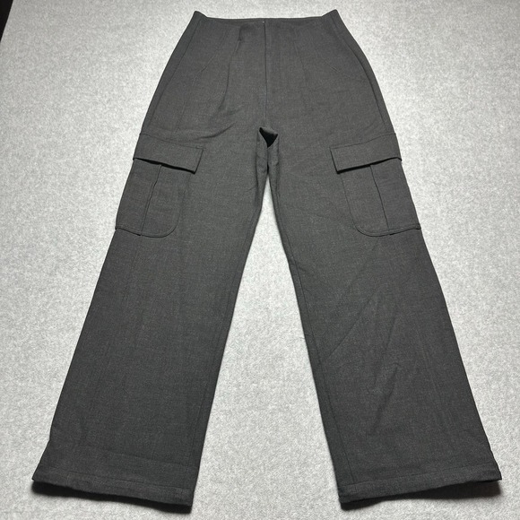 Modern Citizen Pants - Modern Citizen Linda Tailored Utility Pant Grey Cargo Pockets Wide Leg Petite S